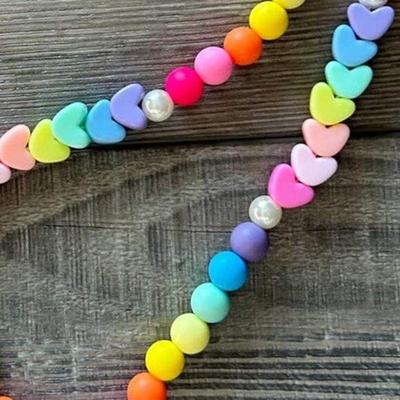 Colorful Beaded Teacher Nurse Lanyard with Hearts - Picture 2 of 4